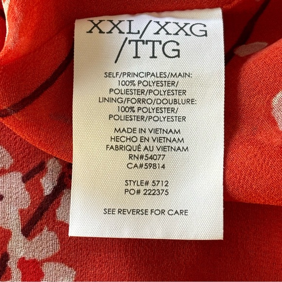 Cabi Split Flutter Sleeve Chiffon Cherry Blossom Blouse Size XXL - Picture 9 of 12